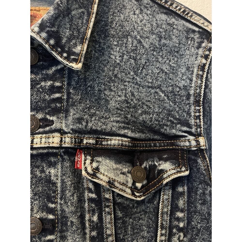 Levi's Acid Wash Denim Jacket Men’s Small Blue Denim Trucker Retro 72334-0335 - Picture 4 of 12